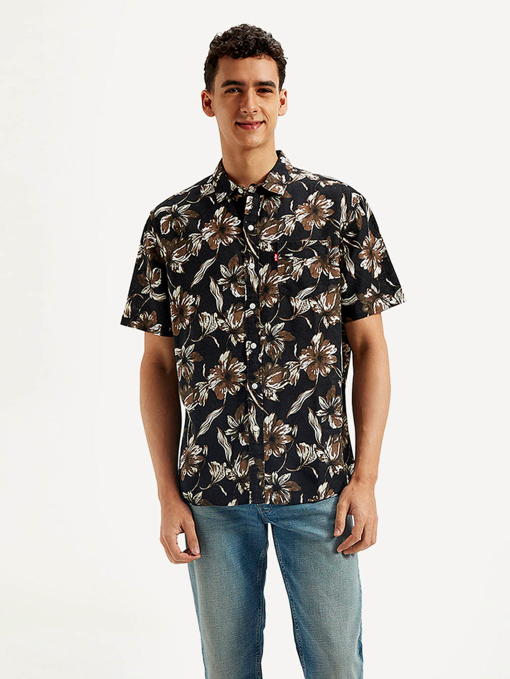 Men's Floral Slim Fit Linen Shirt