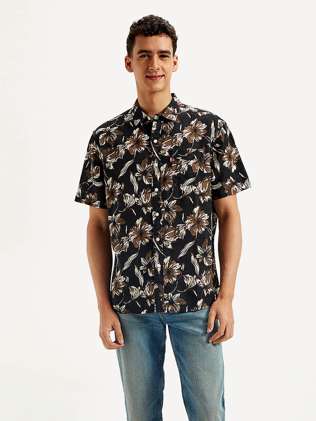 Men's Floral Slim Fit Linen Shirt