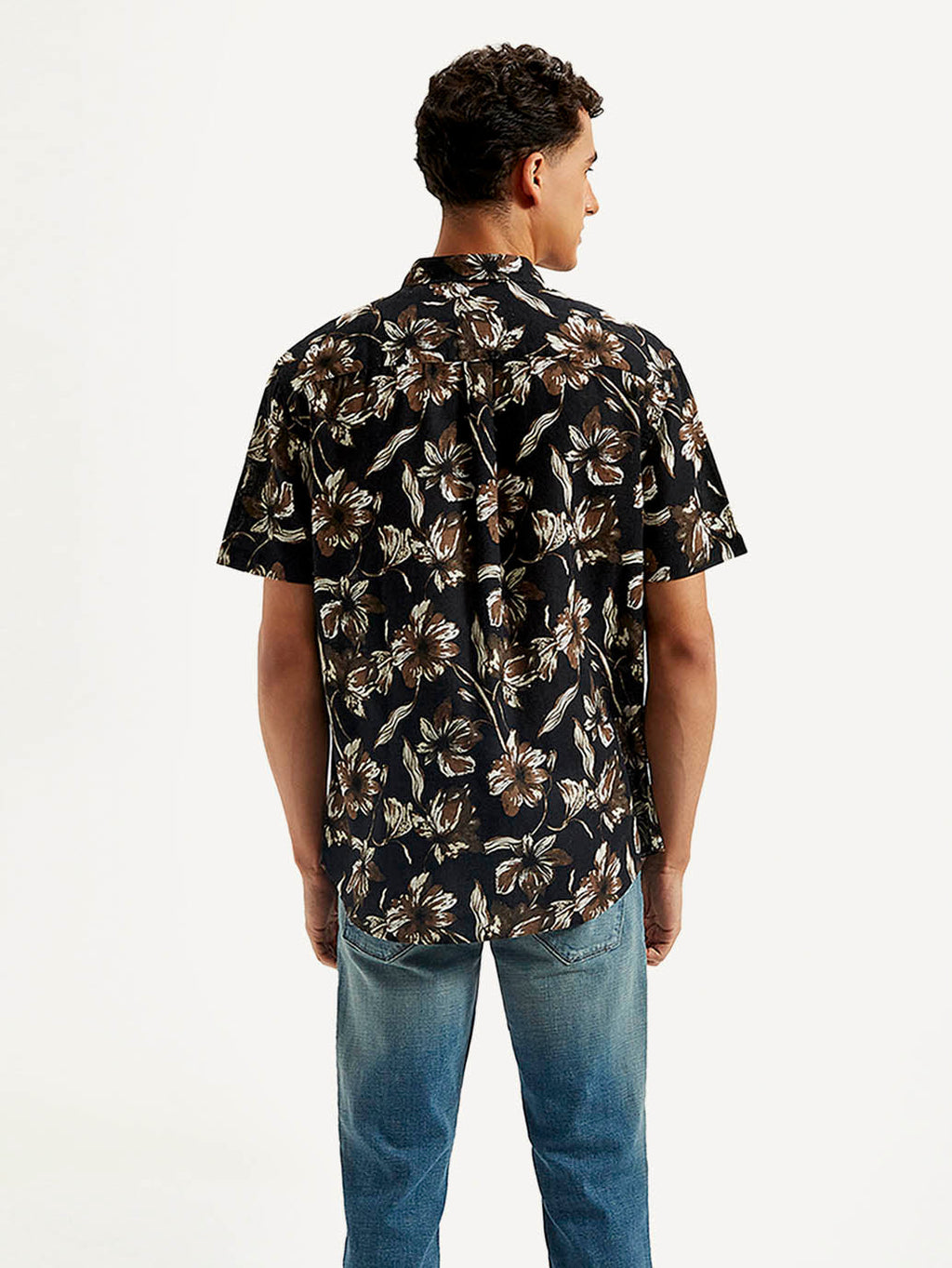 Men's Floral Slim Fit Linen Shirt