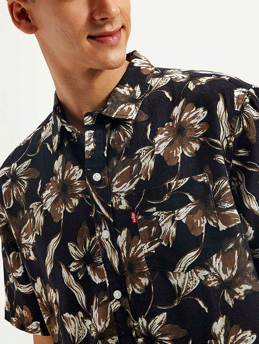Men's Floral Slim Fit Linen Shirt