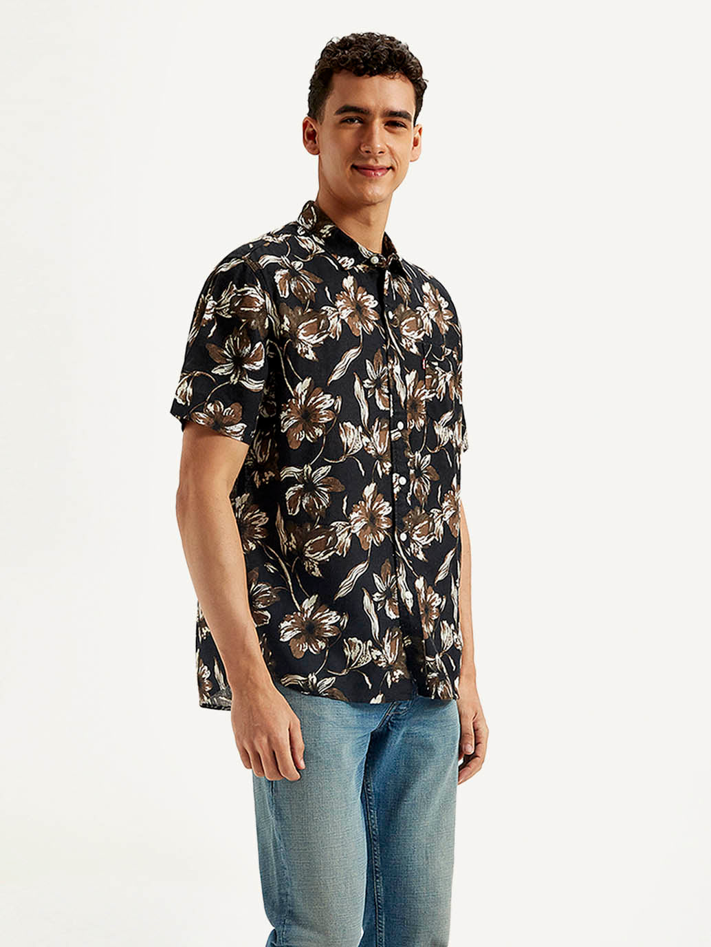 Men's Floral Slim Fit Linen Shirt