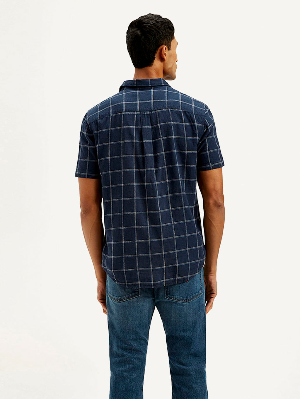 Men's Checkered Slim Fit Linen Shirt