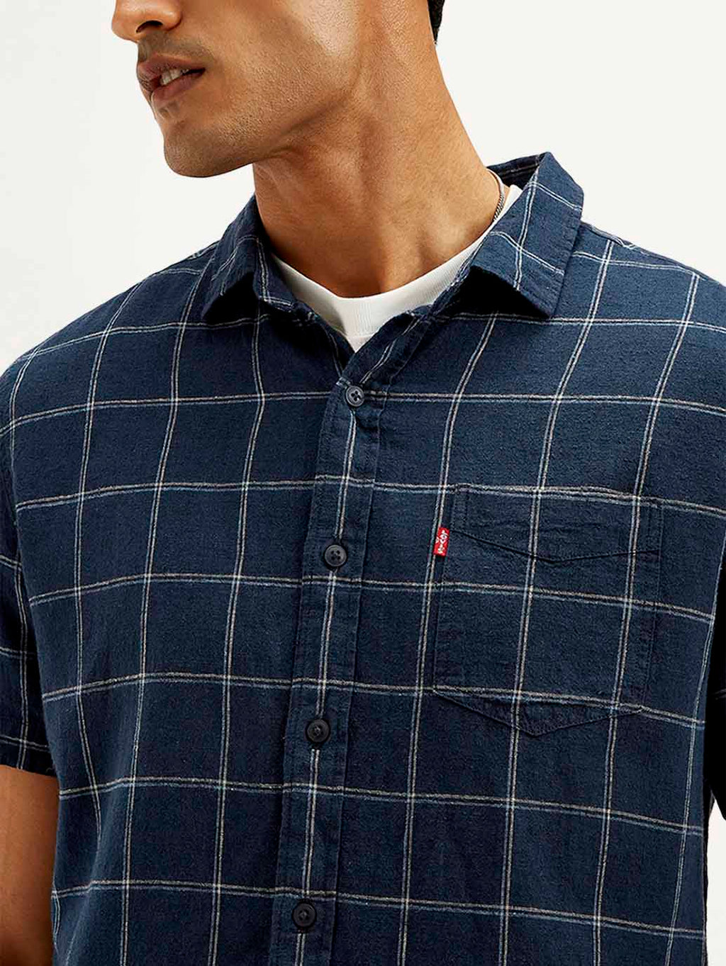Men's Checkered Slim Fit Linen Shirt