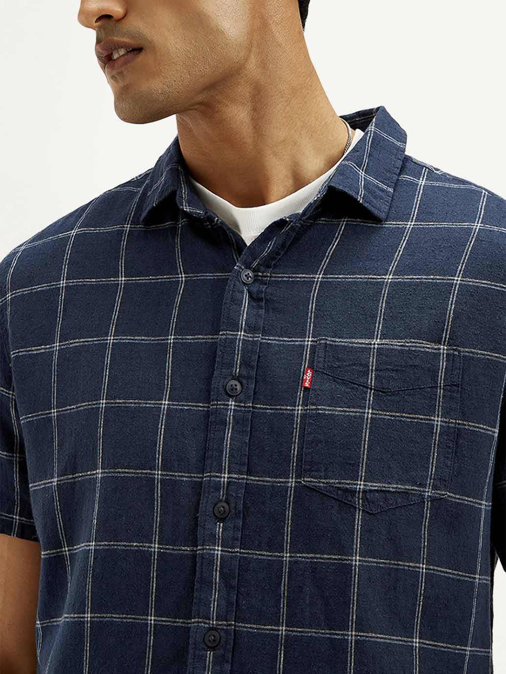 Men's Checkered Slim Fit Linen Shirt