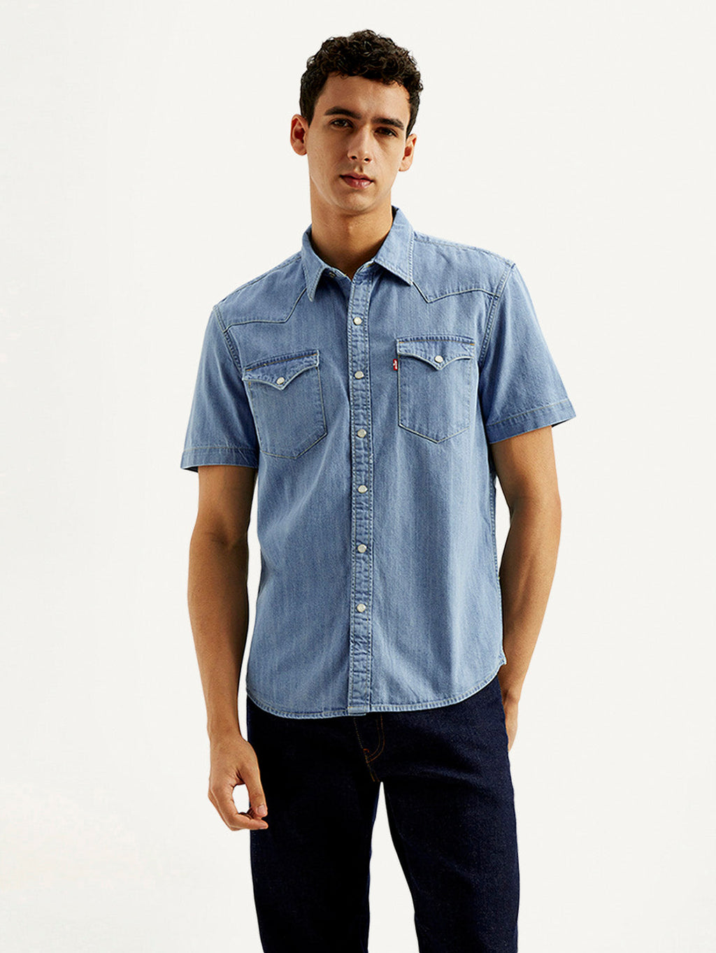 Men's Solid Slim Fit Denim Shirt