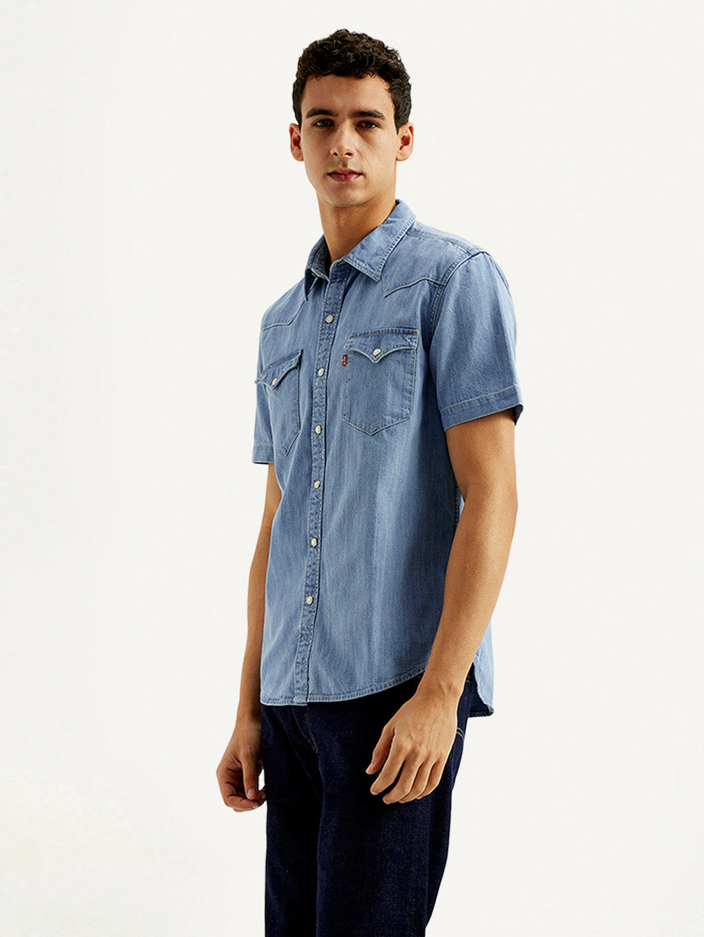 Men's Solid Slim Fit Denim Shirt