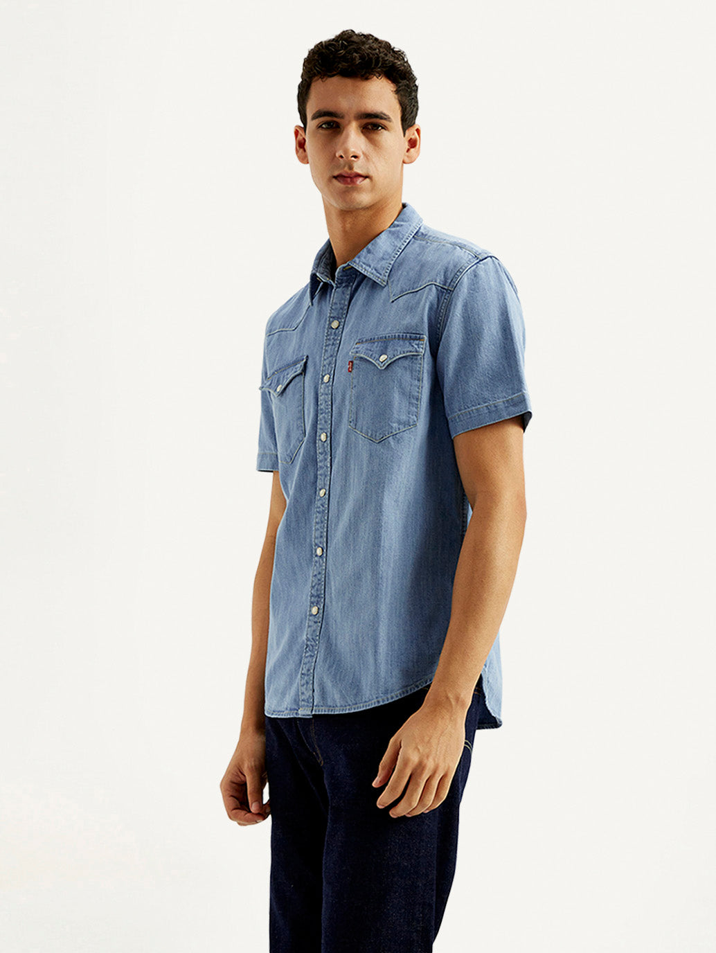 Men's Solid Slim Fit Denim Shirt