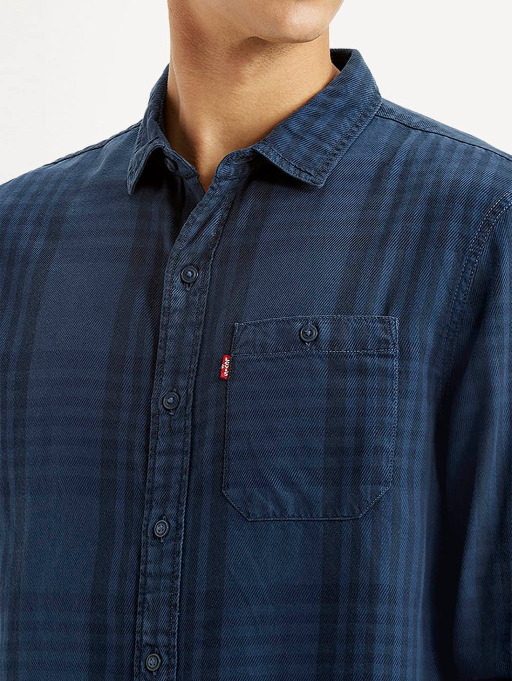 Men's Checkered Dark Blue Slim Fit Shirt