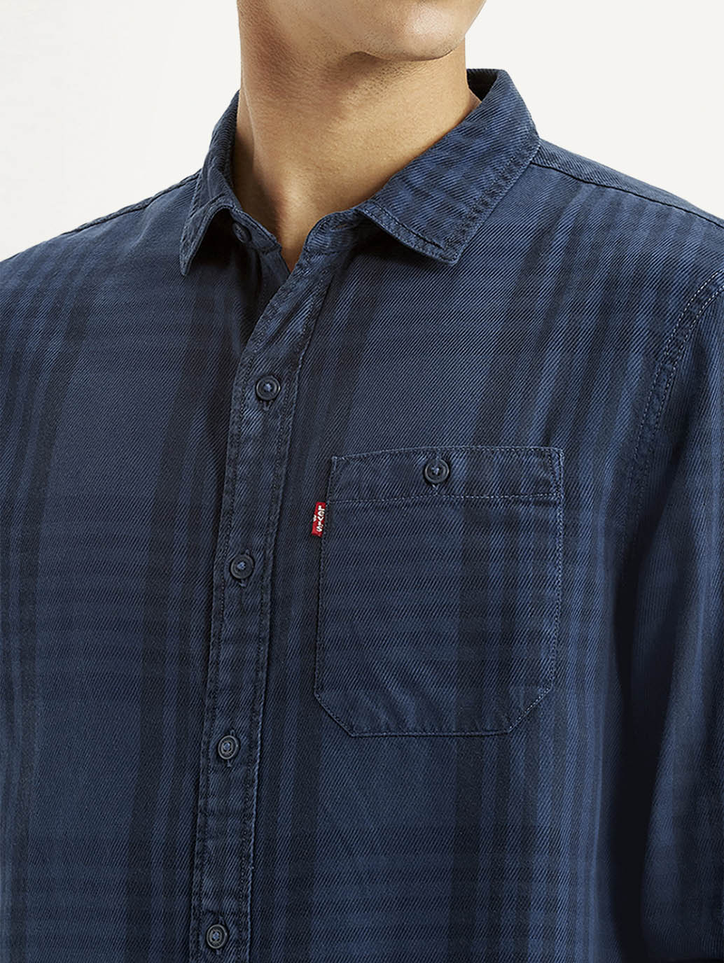 Men's Checkered Dark Blue Slim Fit Shirt