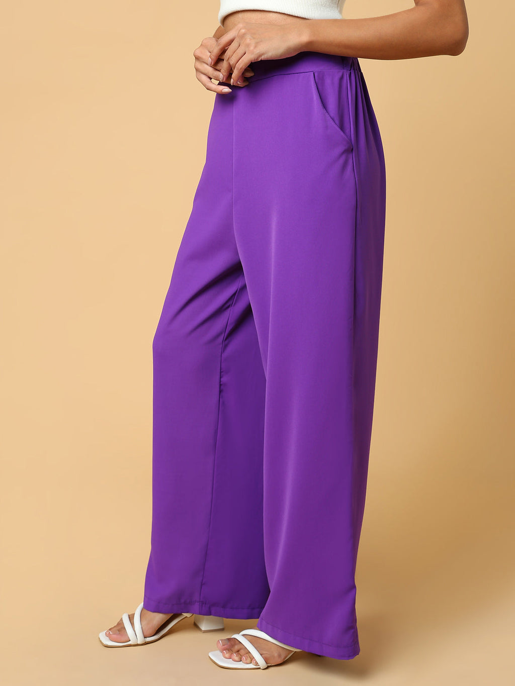 Women's Purple Comfort Slim Fit Trousers