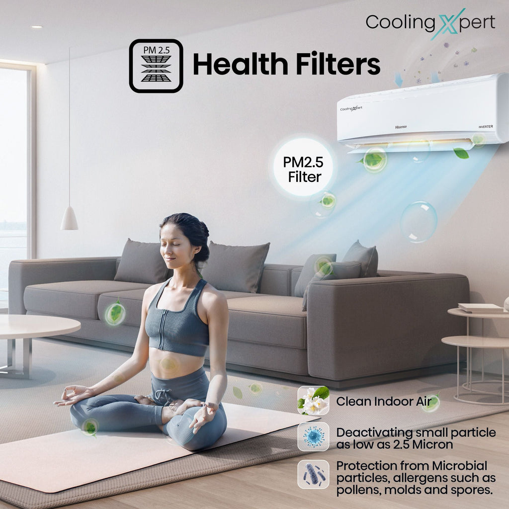Hisense Cooling Expert 5 in 1 Convertible 1 Ton 3 Star Inverter Split AC with Auto Cleanser (Copper Condenser, ATC353HIB)