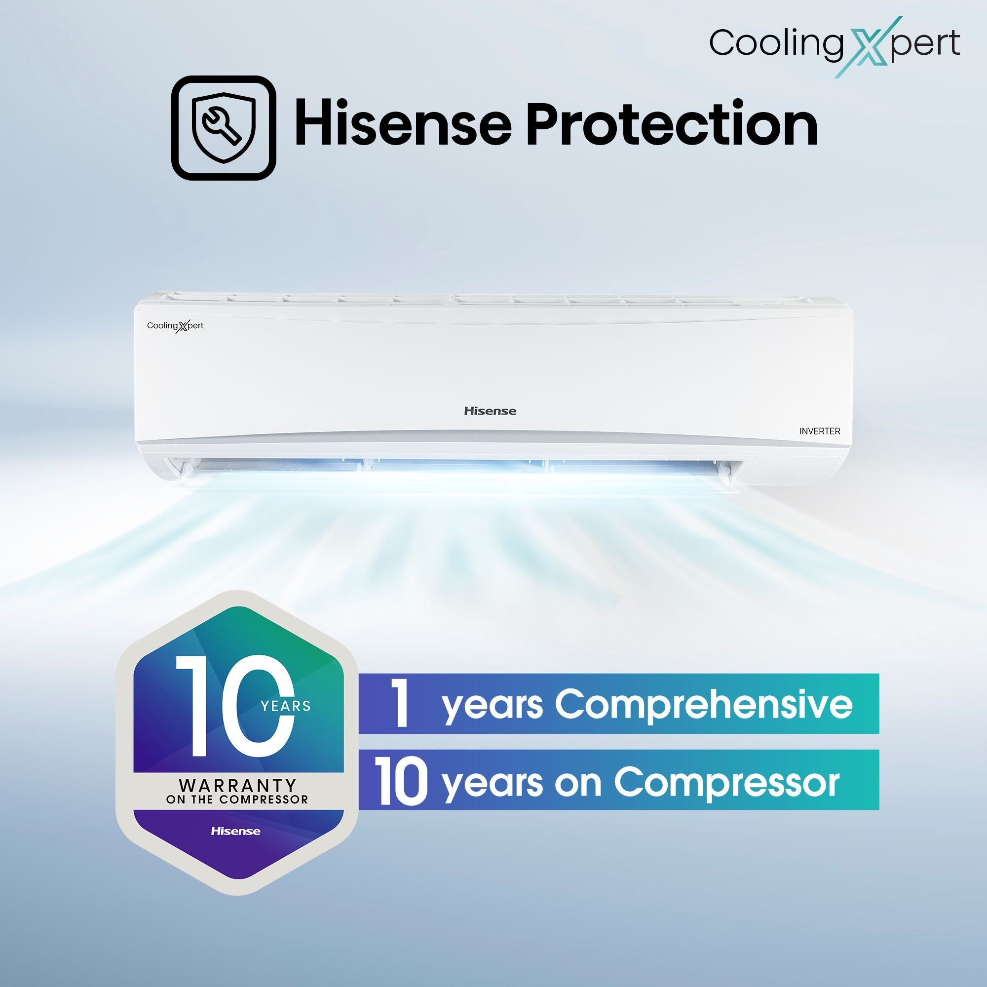 Hisense Cooling Expert 5 in 1 Convertible 1 Ton 3 Star Inverter Split AC with Auto Cleanser (Copper Condenser, ATC353HIB)