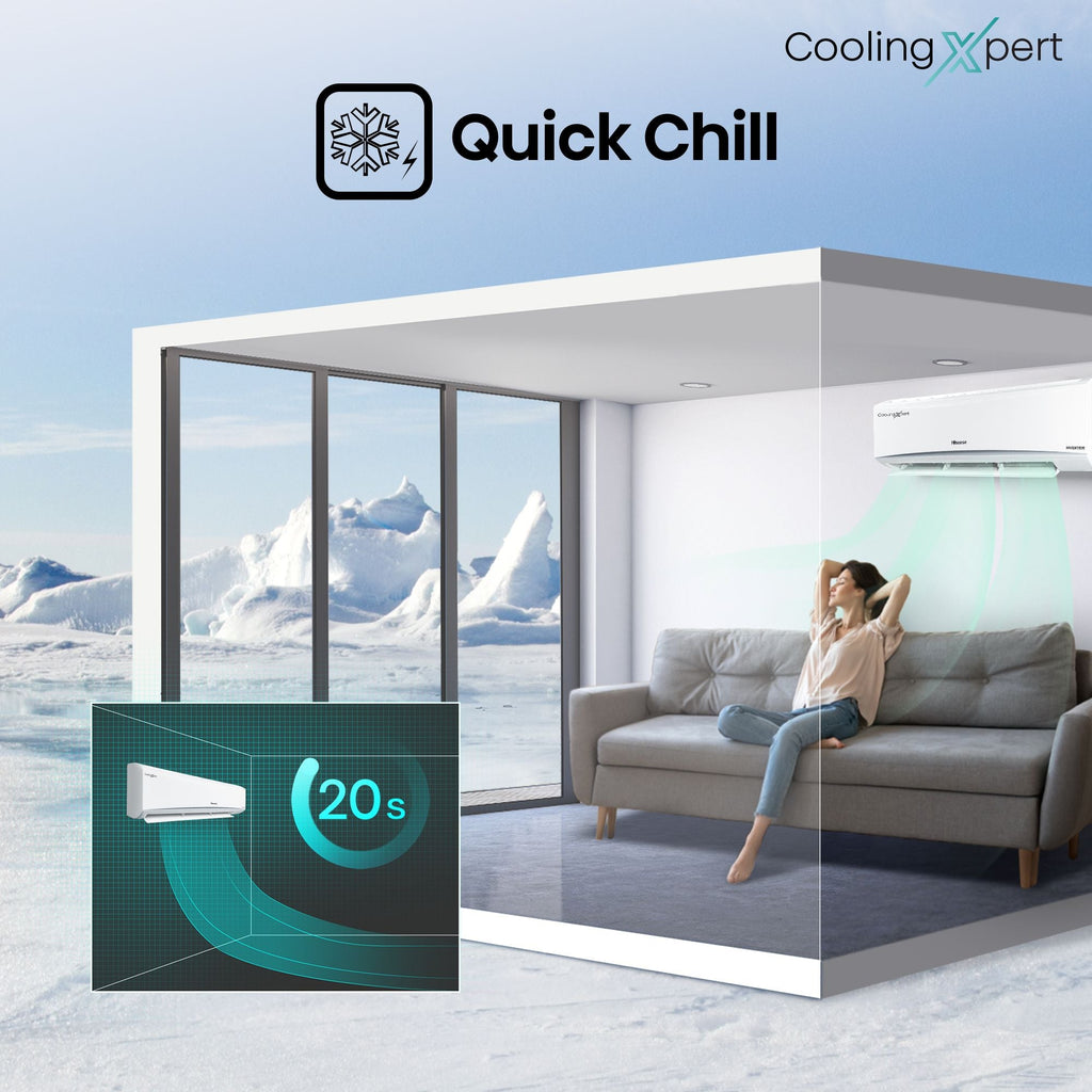 Hisense Cooling Expert 5 in 1 Convertible 1 Ton 3 Star Inverter Split AC with Auto Cleanser (Copper Condenser, ATC353HIB)