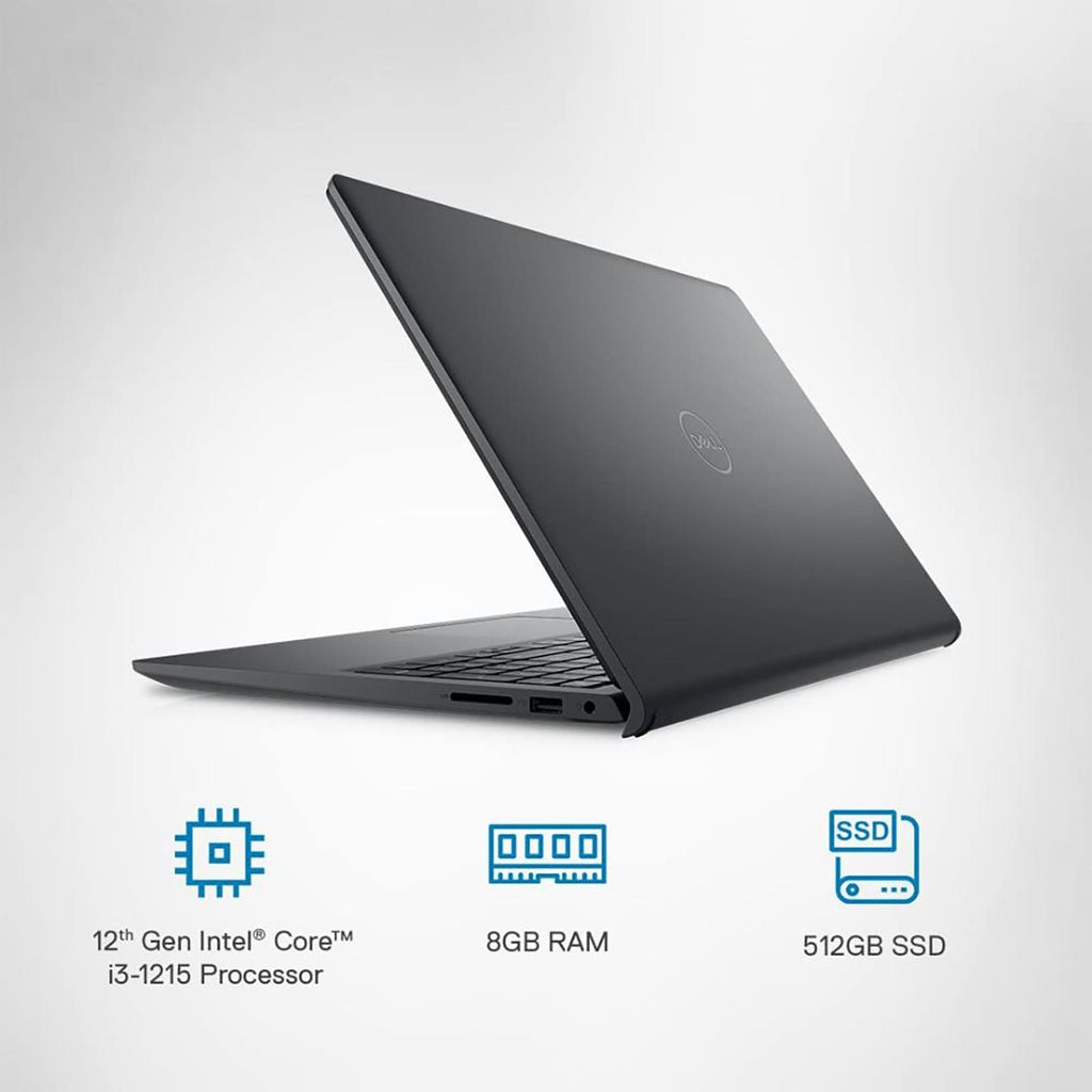 DELL Inspiron 15 3520 Intel Core i3 12th Gen Notebook Laptop (8GB, 512GB SSD, Windows 11 Home, 15.6 inch Full HD Display, MS Office 2021, Carbon Black, 1.85 KG)