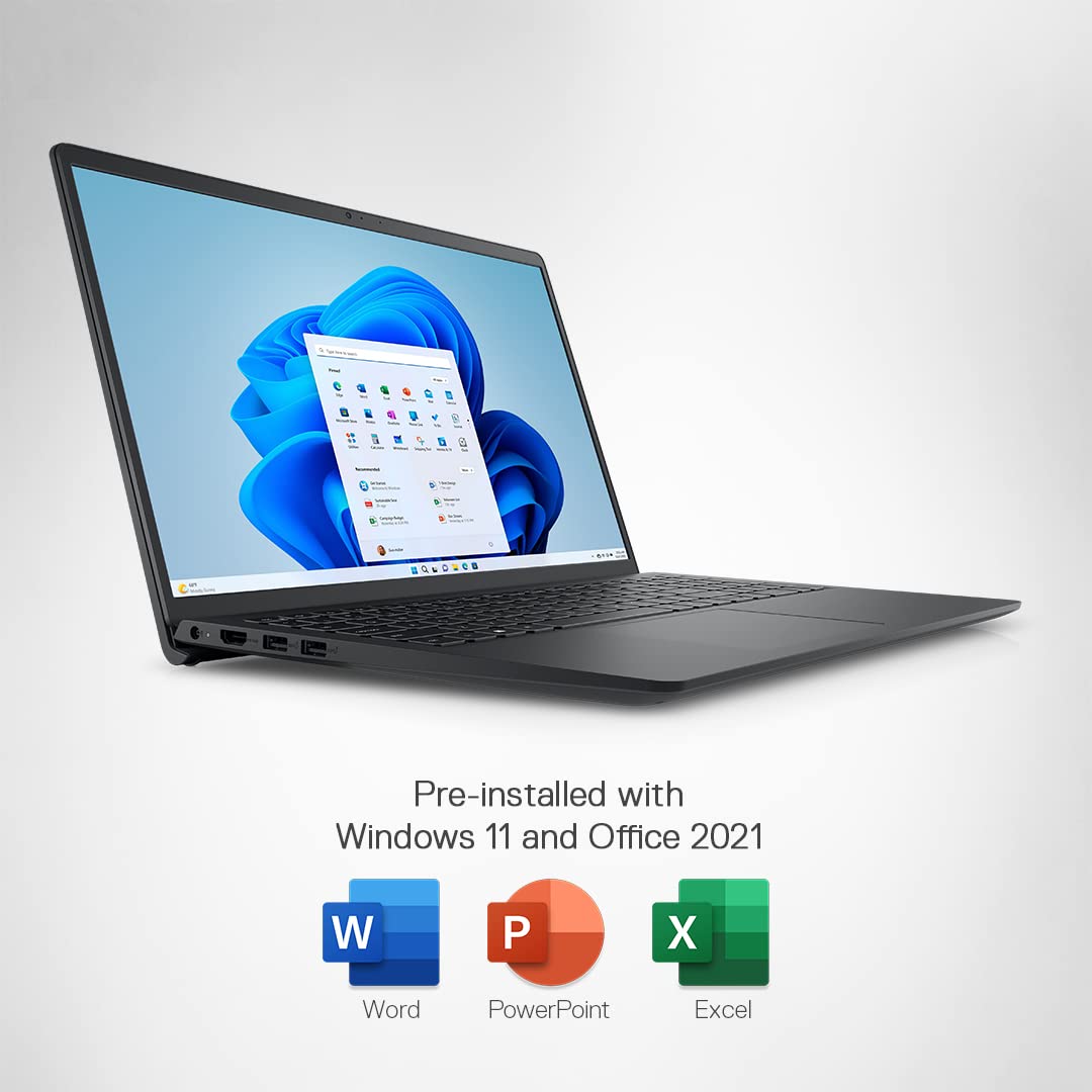 DELL Inspiron 15 3520 Intel Core i3 12th Gen Notebook Laptop (8GB, 512GB SSD, Windows 11 Home, 15.6 inch Full HD Display, MS Office 2021, Carbon Black, 1.85 KG)