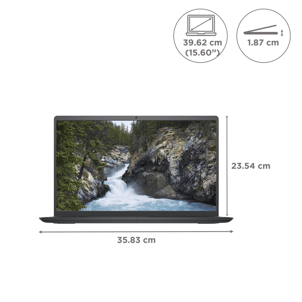 DELL Inspiron 15 3520 Intel Core i3 12th Gen Notebook Laptop (8GB, 512GB SSD, Windows 11 Home, 15.6 inch Full HD Display, MS Office 2021, Carbon Black, 1.85 KG)