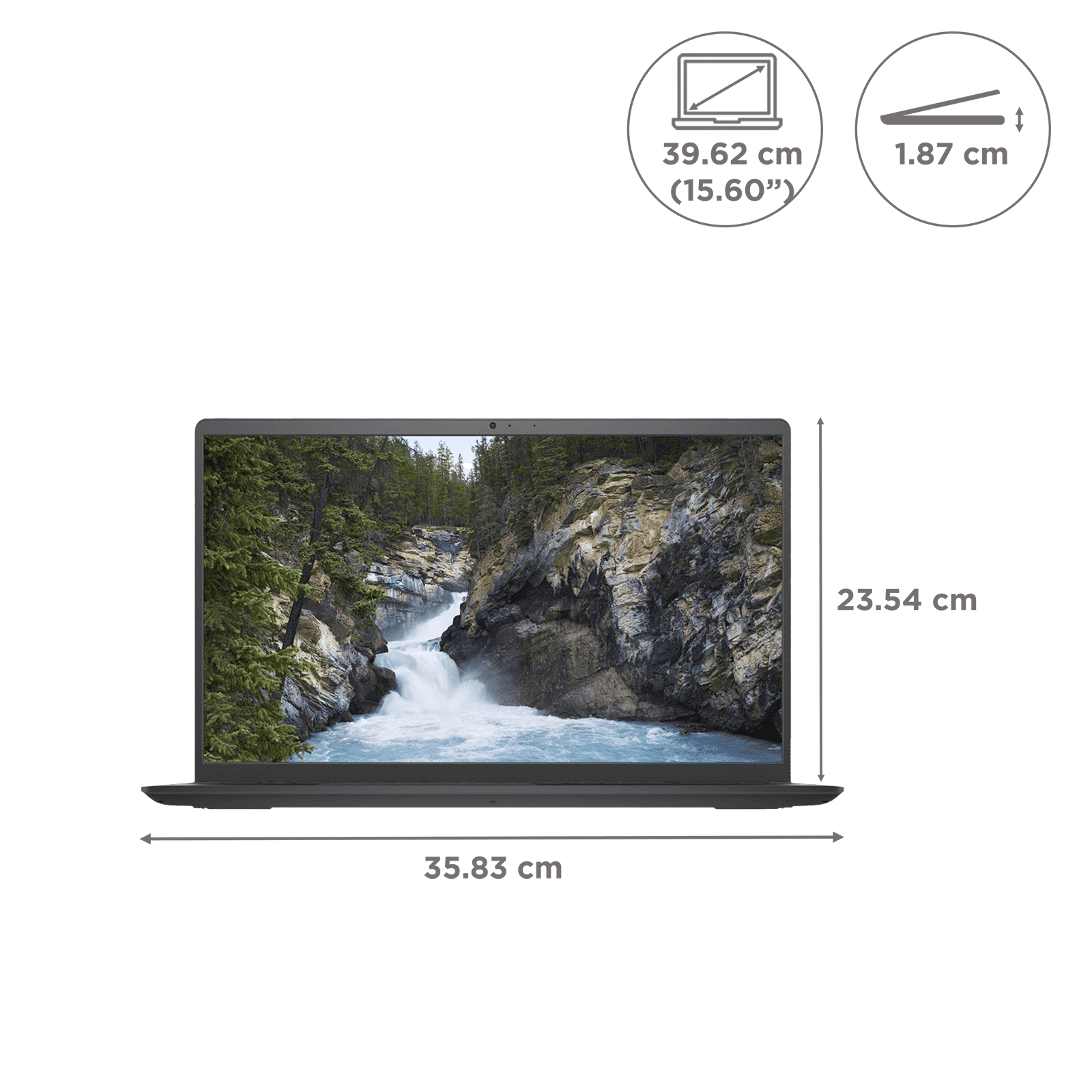DELL Inspiron 15 3520 Intel Core i3 12th Gen Notebook Laptop (8GB, 512GB SSD, Windows 11 Home, 15.6 inch Full HD Display, MS Office 2021, Carbon Black, 1.85 KG)