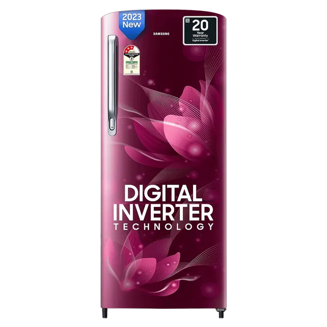 Samsung 183 L, 3 Star, Digital Inverter, Direct-Cool Single Door Refrigerator (RR20C1723R8/HL, Blooming Saffron Red)