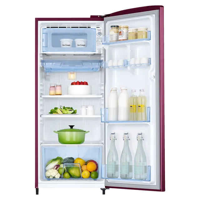 Samsung 183 L, 3 Star, Digital Inverter, Direct-Cool Single Door Refrigerator (RR20C1723R8/HL, Blooming Saffron Red)