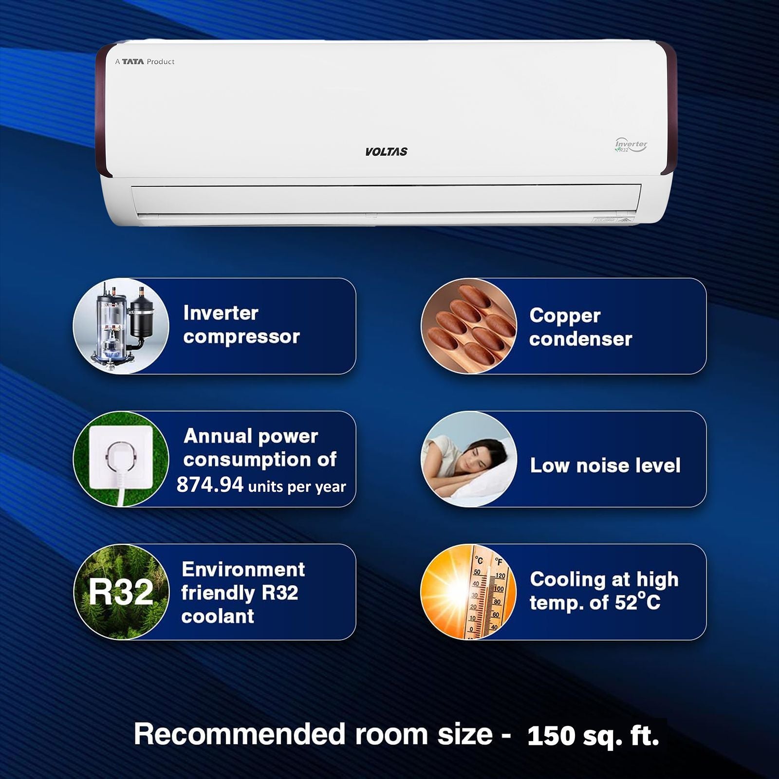 VOLTAS 163V Vectra Pearl 4 in 1 Convertible 1.3 Ton 3 Star Inverter Split AC with Anti Dust Filter ( Copper Condenser, 4503543)