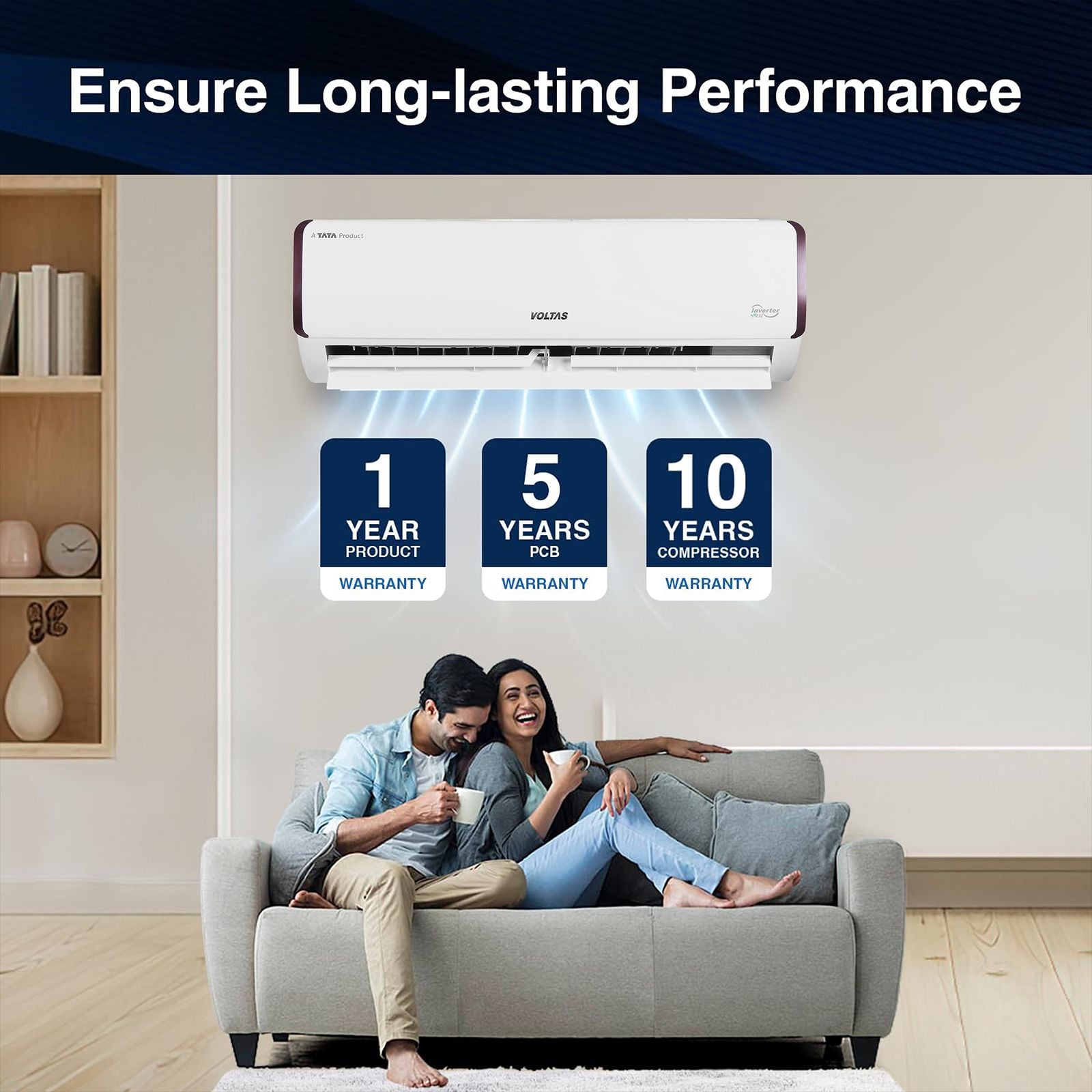 VOLTAS 163V Vectra Pearl 4 in 1 Convertible 1.3 Ton 3 Star Inverter Split AC with Anti Dust Filter ( Copper Condenser, 4503543)