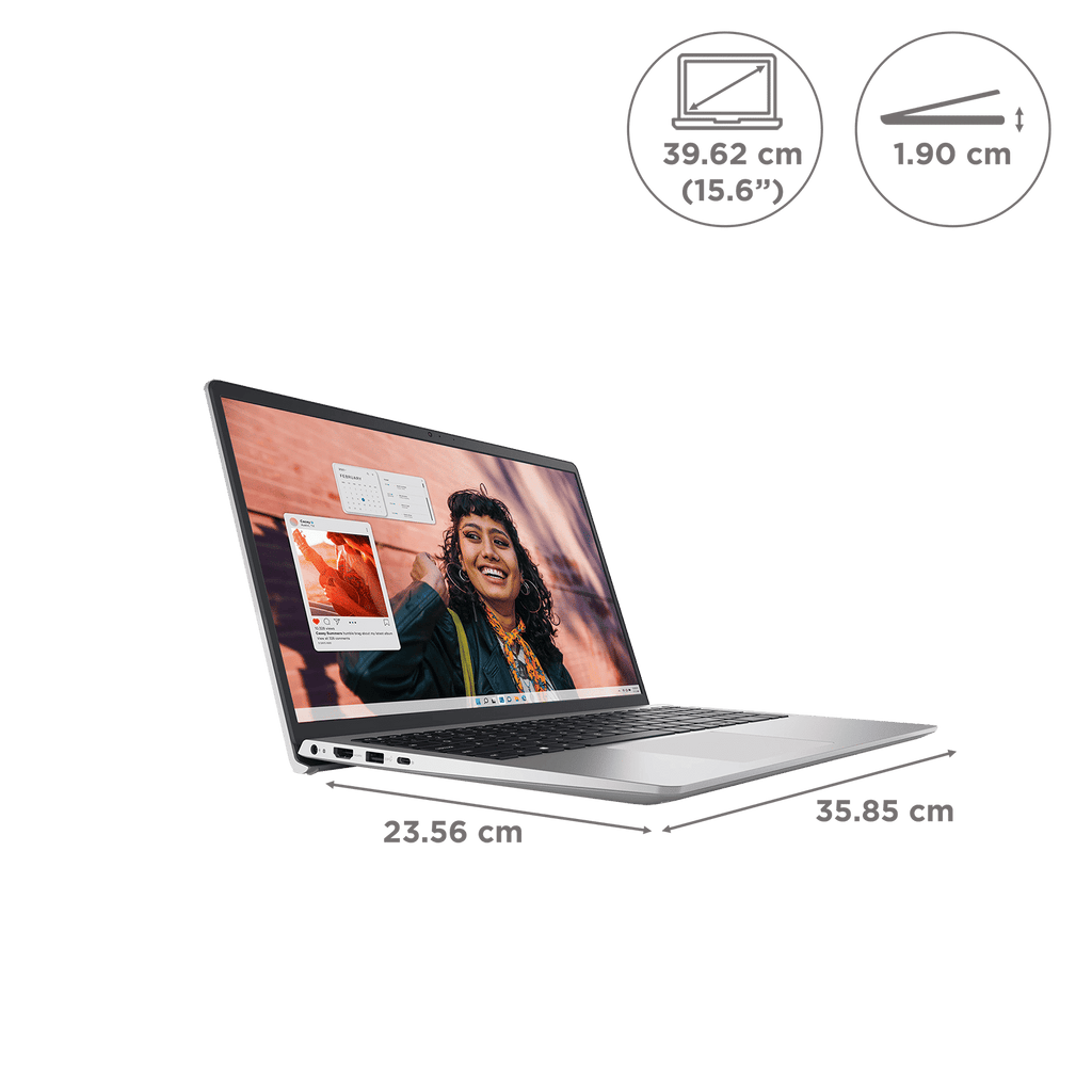 DELL Inspiron 3530 Intel Core i3 13th Gen Thin and Light Laptop (8GB, 512GB SSD, Windows 11 Home, 15.6 inch FHD LED Backlit Display, MS Office 2021, Platinum Silver, 1.62 KG)
