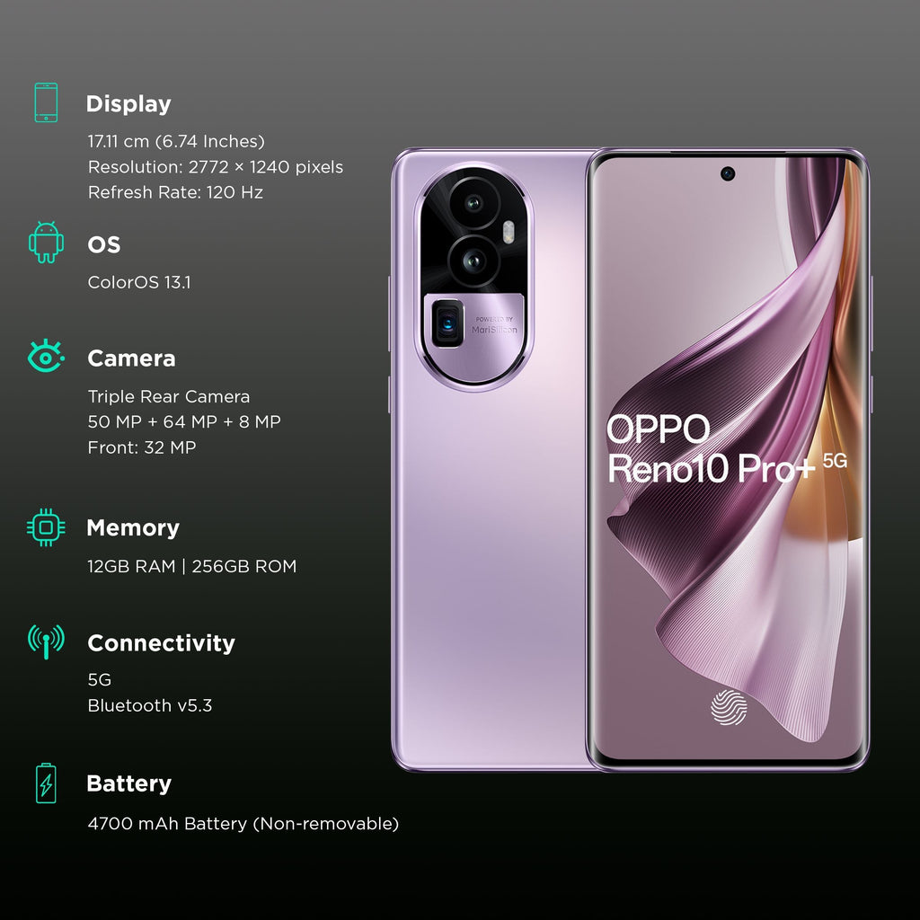 oppo Reno 10 Pro + 5G (12GB RAM, 256GB, Glossy Purple)