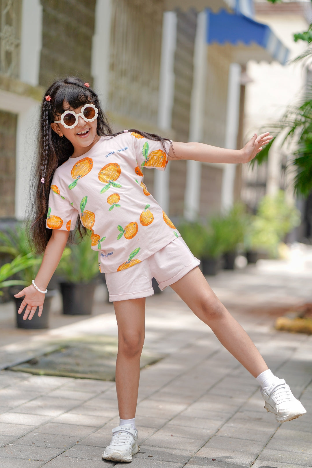 Oranges in Spring Shorts Set