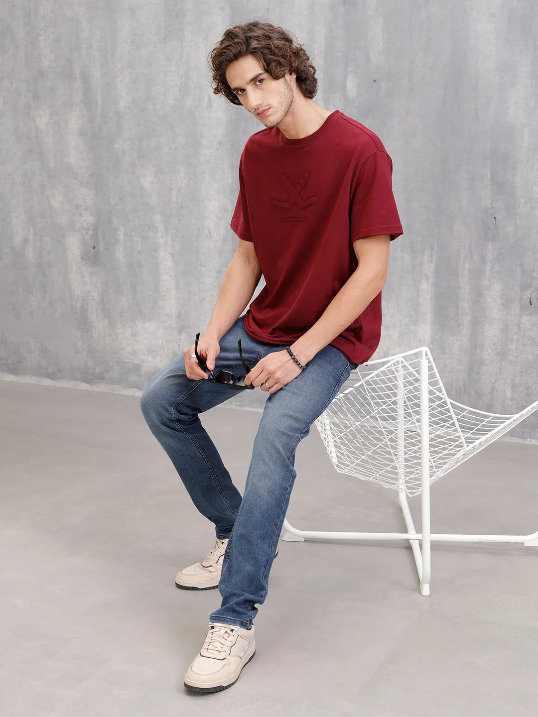 Slim Fit Dk Washed Dobby Jeans I Blue