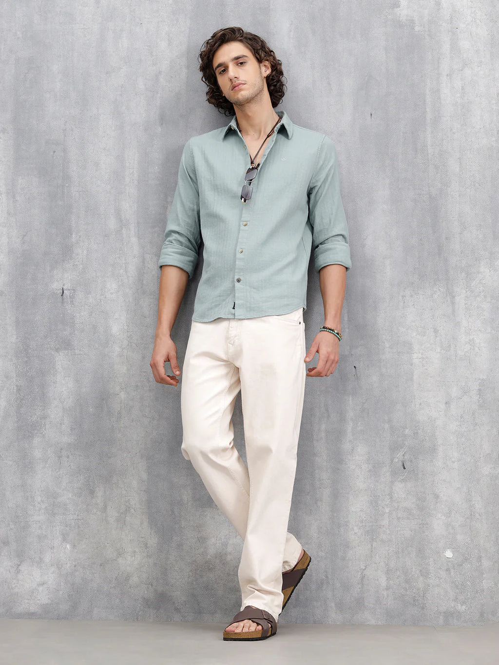 Men Casual Slim Fit Shirt | Green