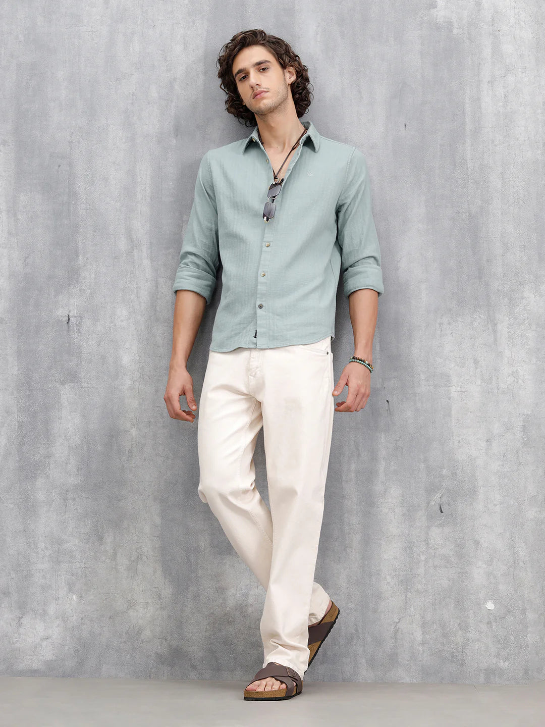 Men Casual Slim Fit Shirt | Green