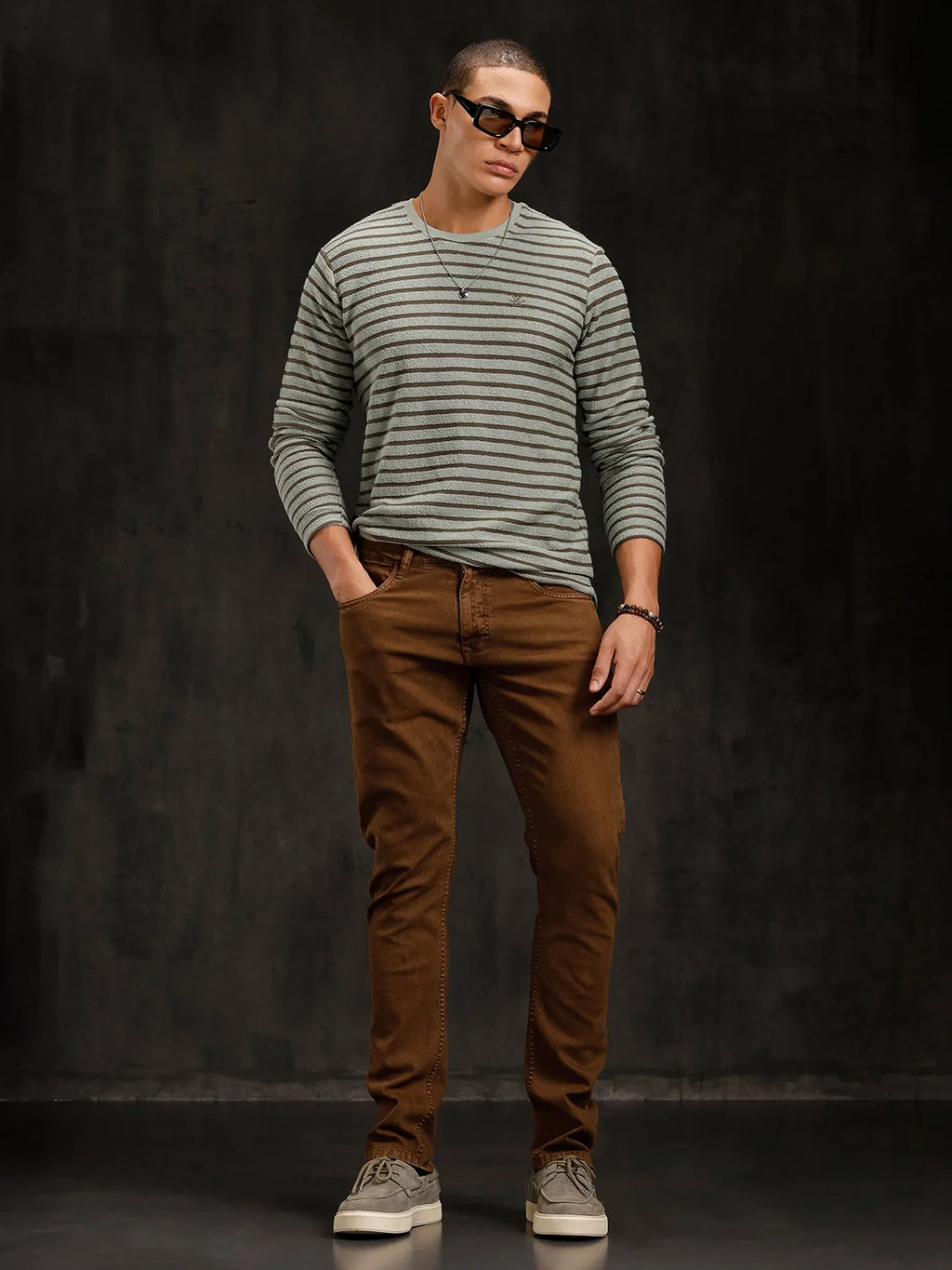 Light Fade Slim Fit Jeans | Dark Khakhi