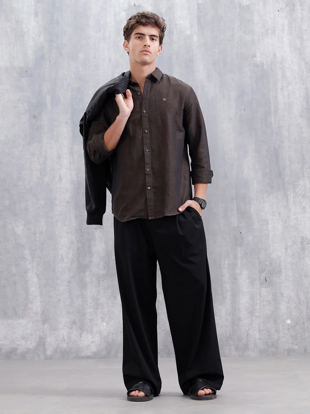 Men's Casual Solid Shirt | Brown