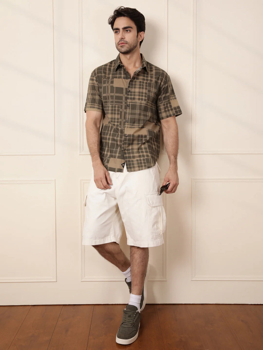 Patchwork Printed AOP Shirt | Olive