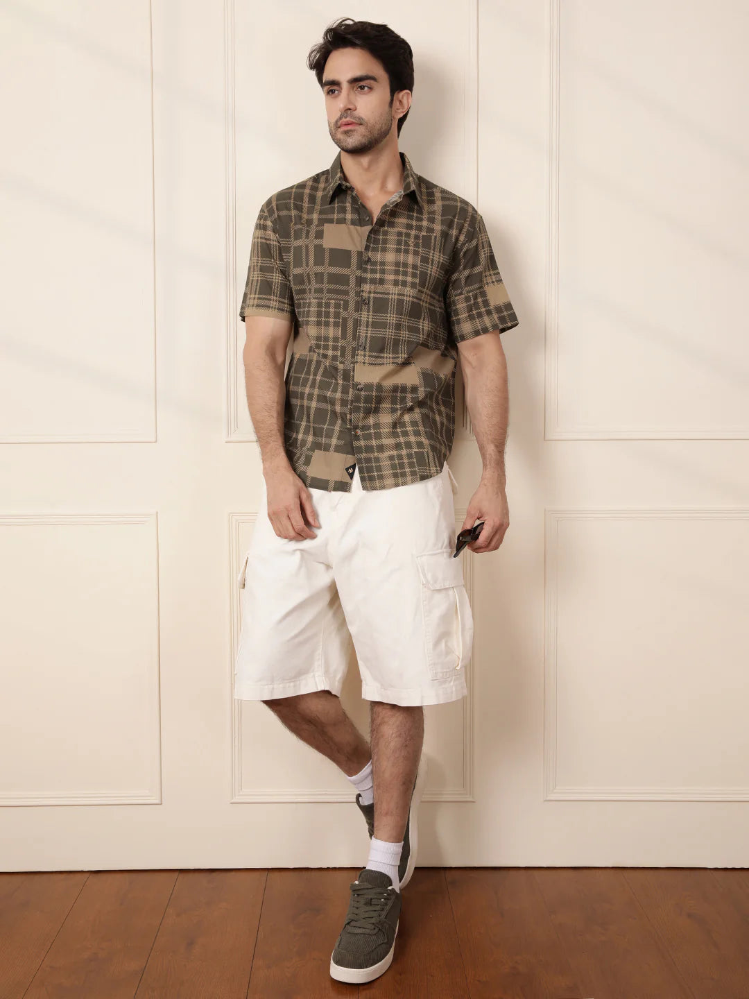 Patchwork Printed AOP Shirt | Olive