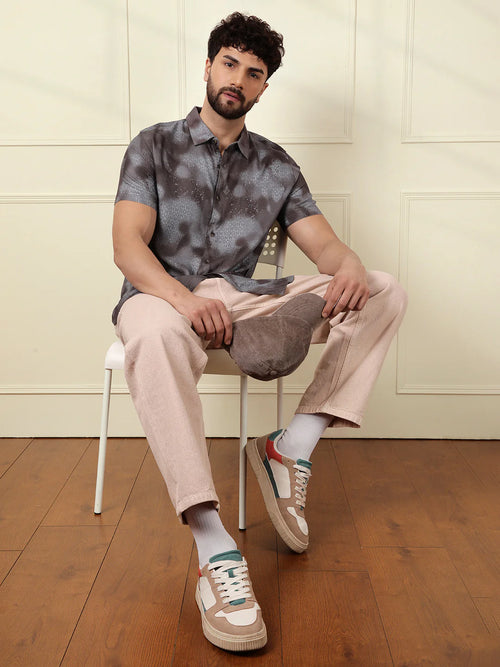 AOP Flowy Viscose Shirt | Grey
