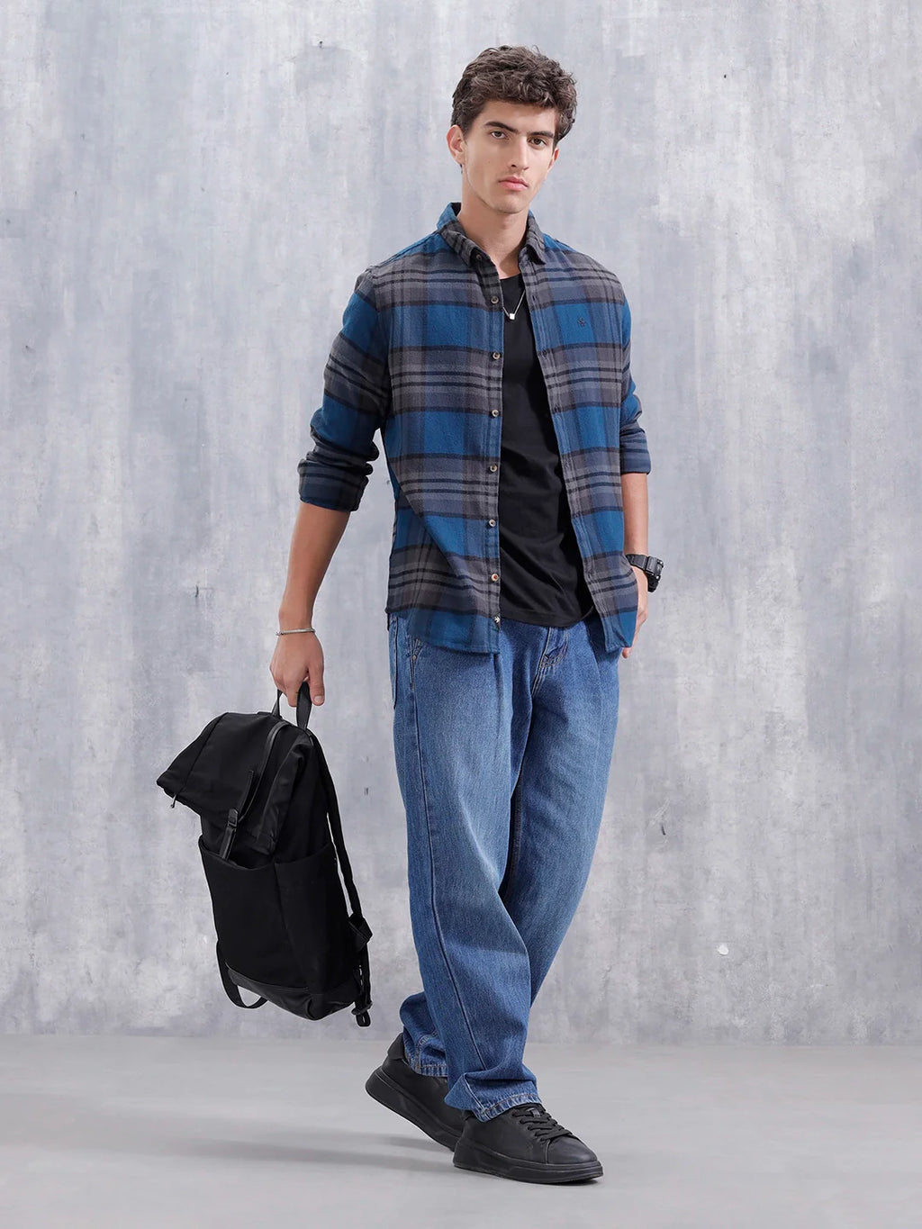 Heavy Herringbone Slim Fit Shirt | Blue