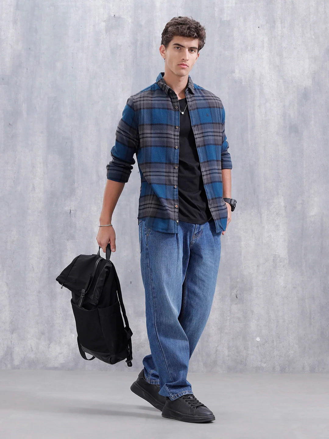 Heavy Herringbone Slim Fit Shirt | Blue