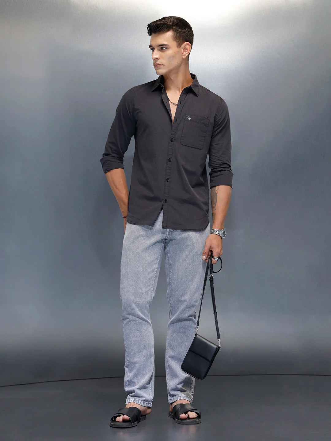 Men's Casual Slim Fit Shirt | Grey