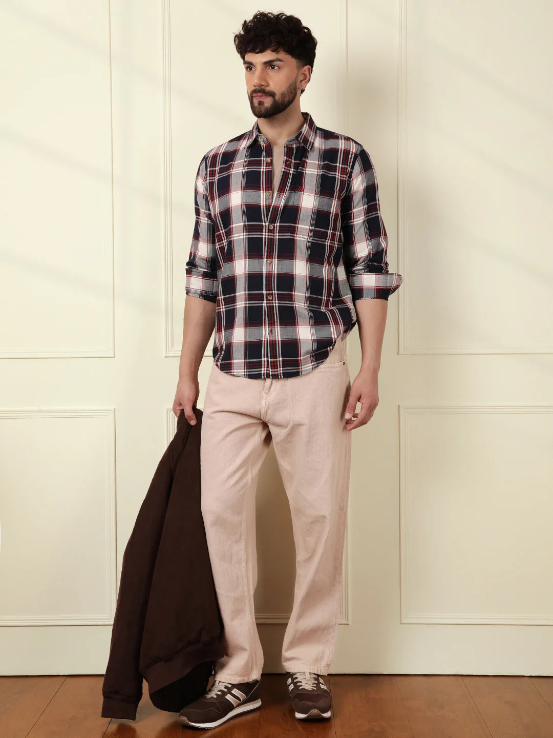 Large Scale Checks Cotton Shirt | Navy Blue