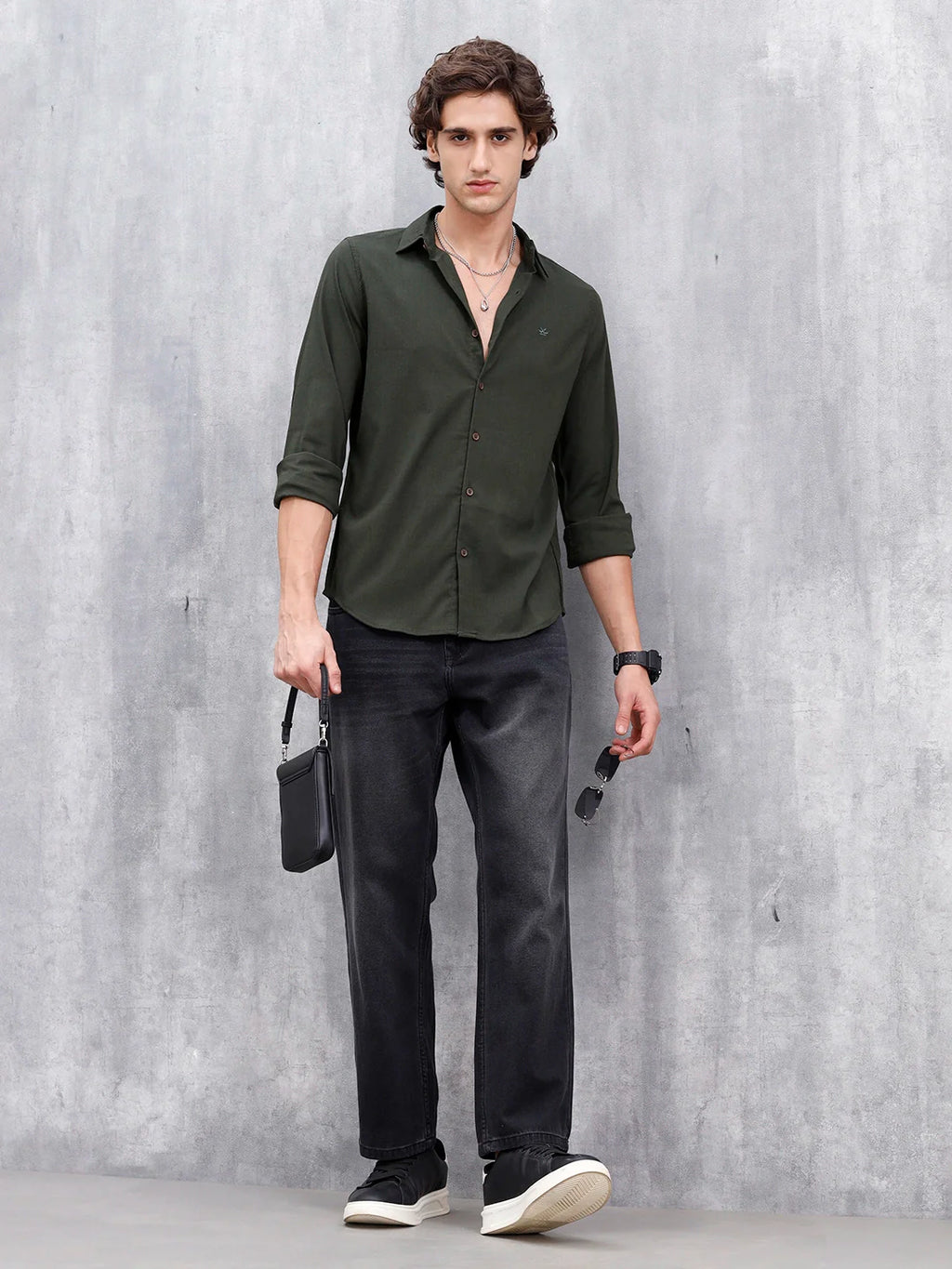 Smart Casual Men’s Slim Fit Shirt | Dark Green