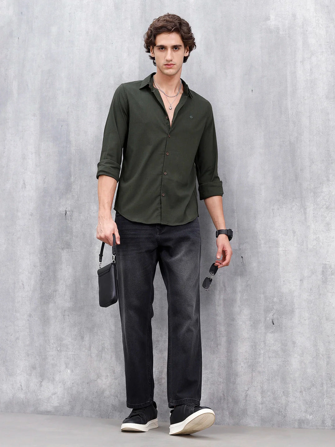 Smart Casual Men’s Slim Fit Shirt | Dark Green