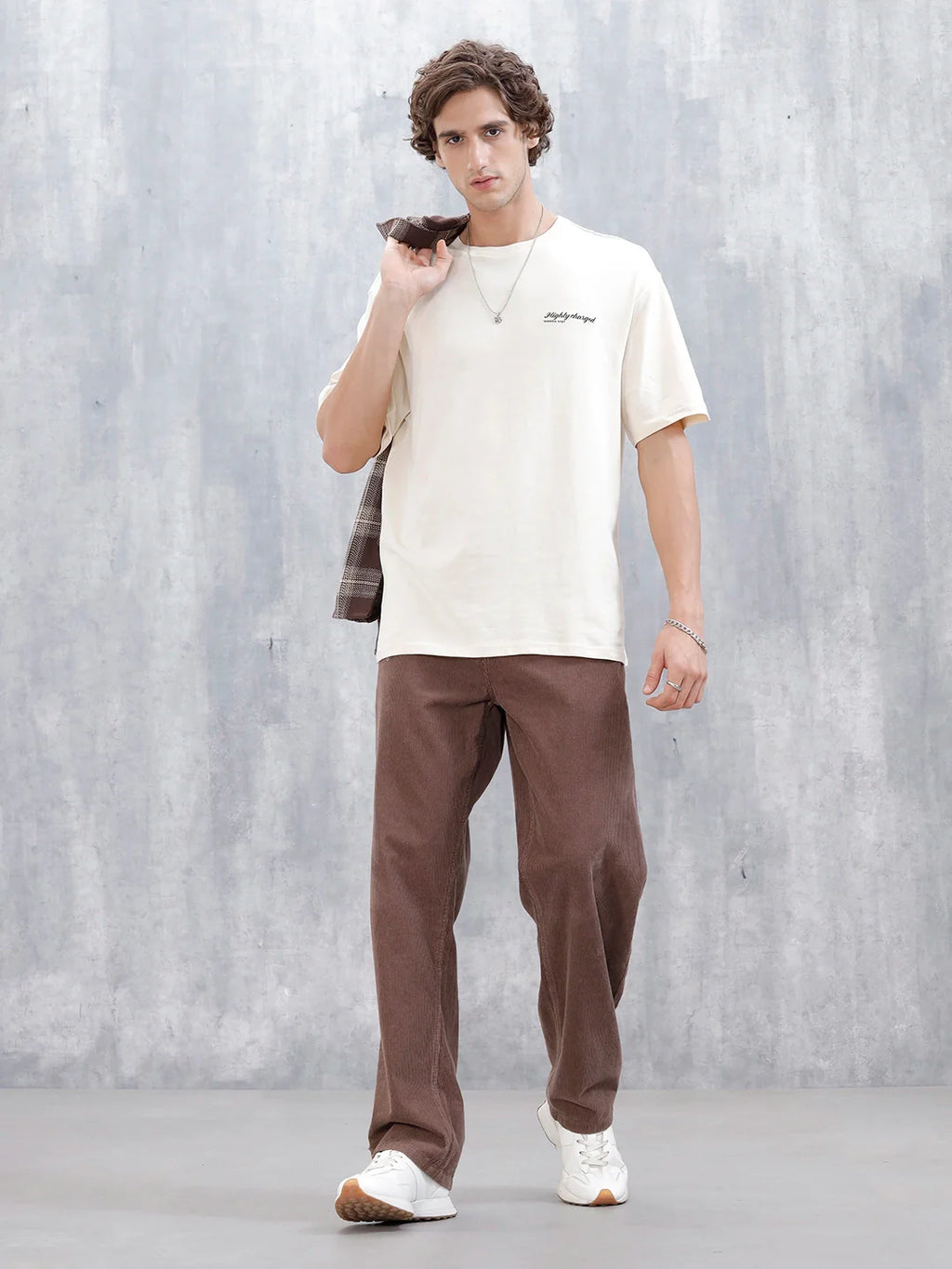 Wrogn Embroidered T-Shirt For Men's | Beige