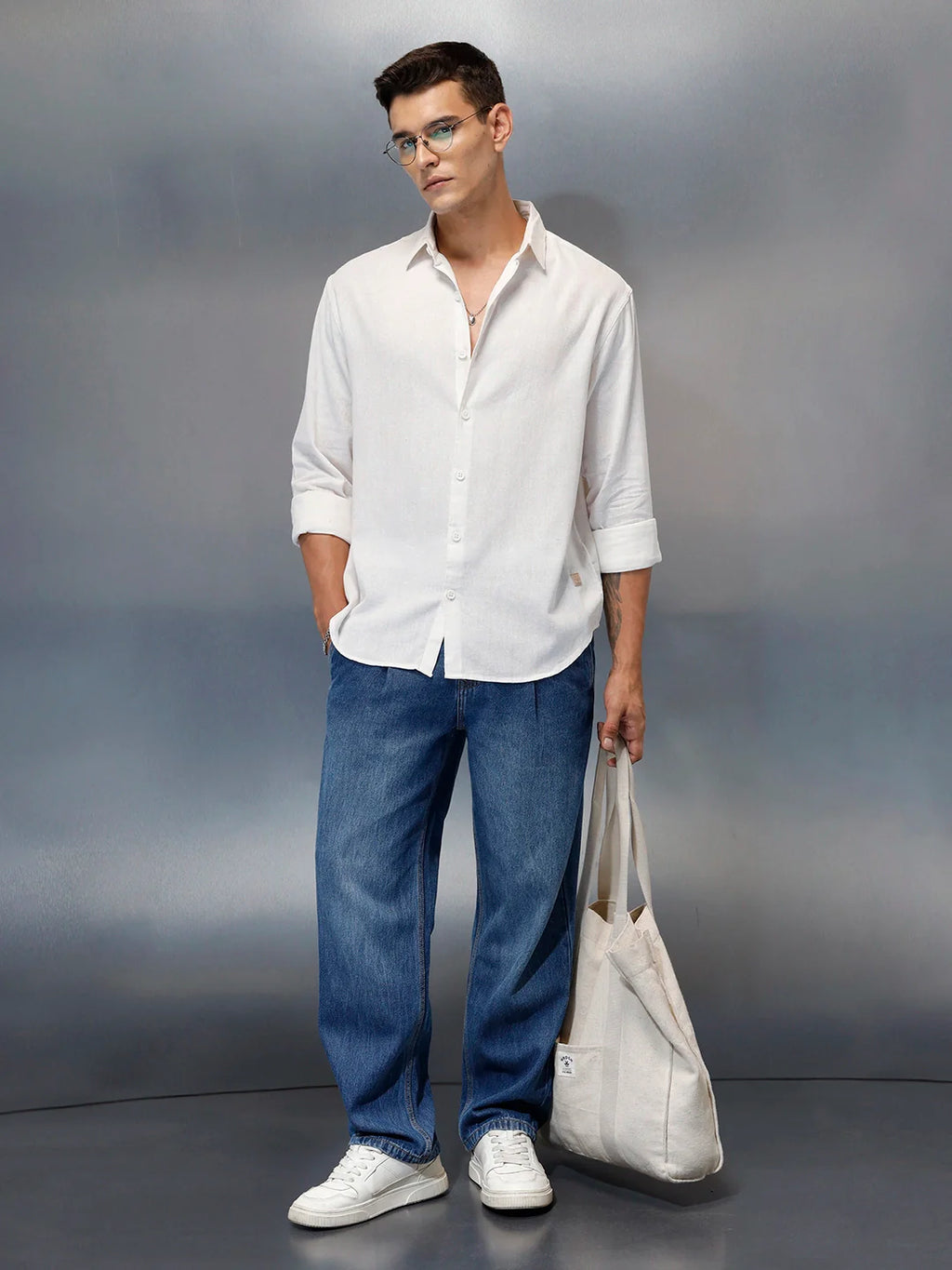 Men's Casual Regular Fit Shirt | Off White