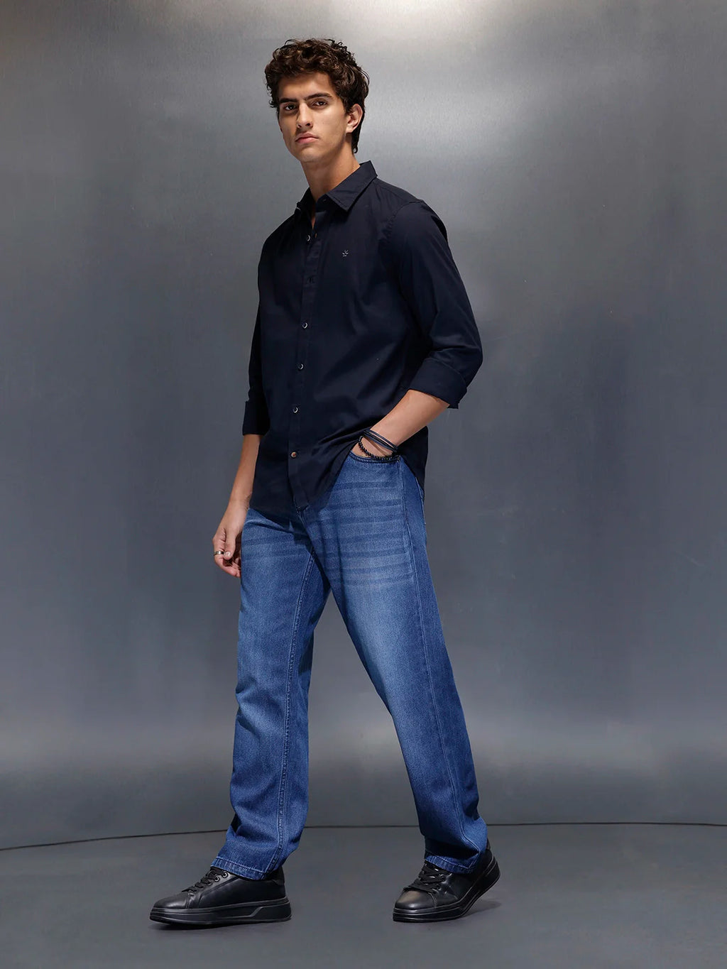 Men's Slim Fit Casual Shirt  |  Navy Blue