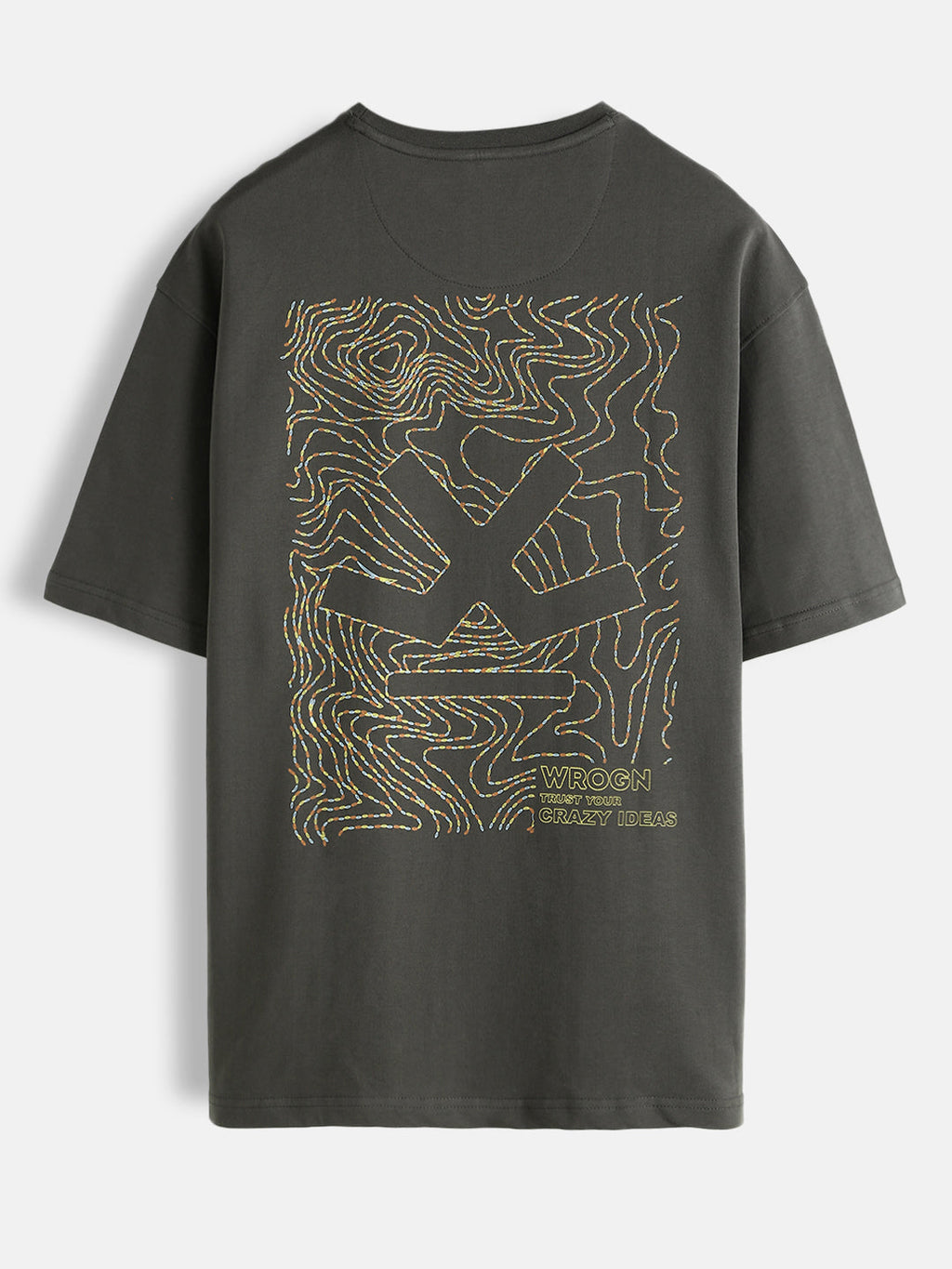 Stitch Printed Oversized Fit T-Shirt | Charcoal