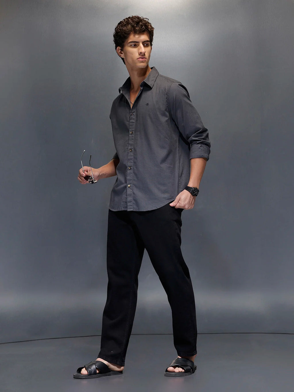Men's Slim Fit Casual Shirt  |  Dark Grey