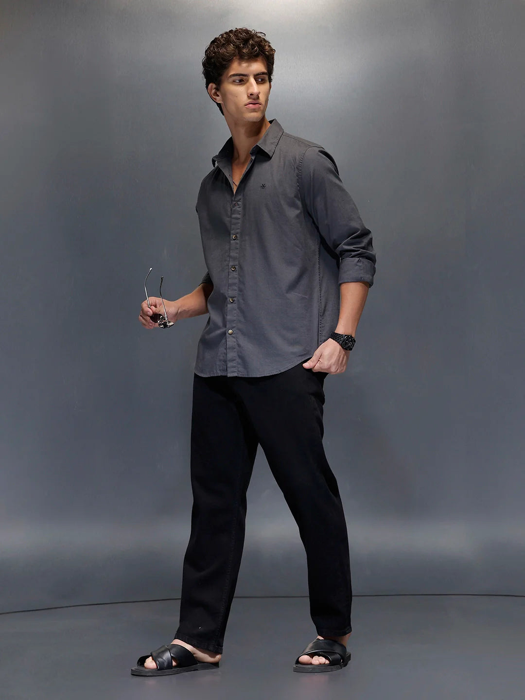 Men's Slim Fit Casual Shirt  |  Dark Grey