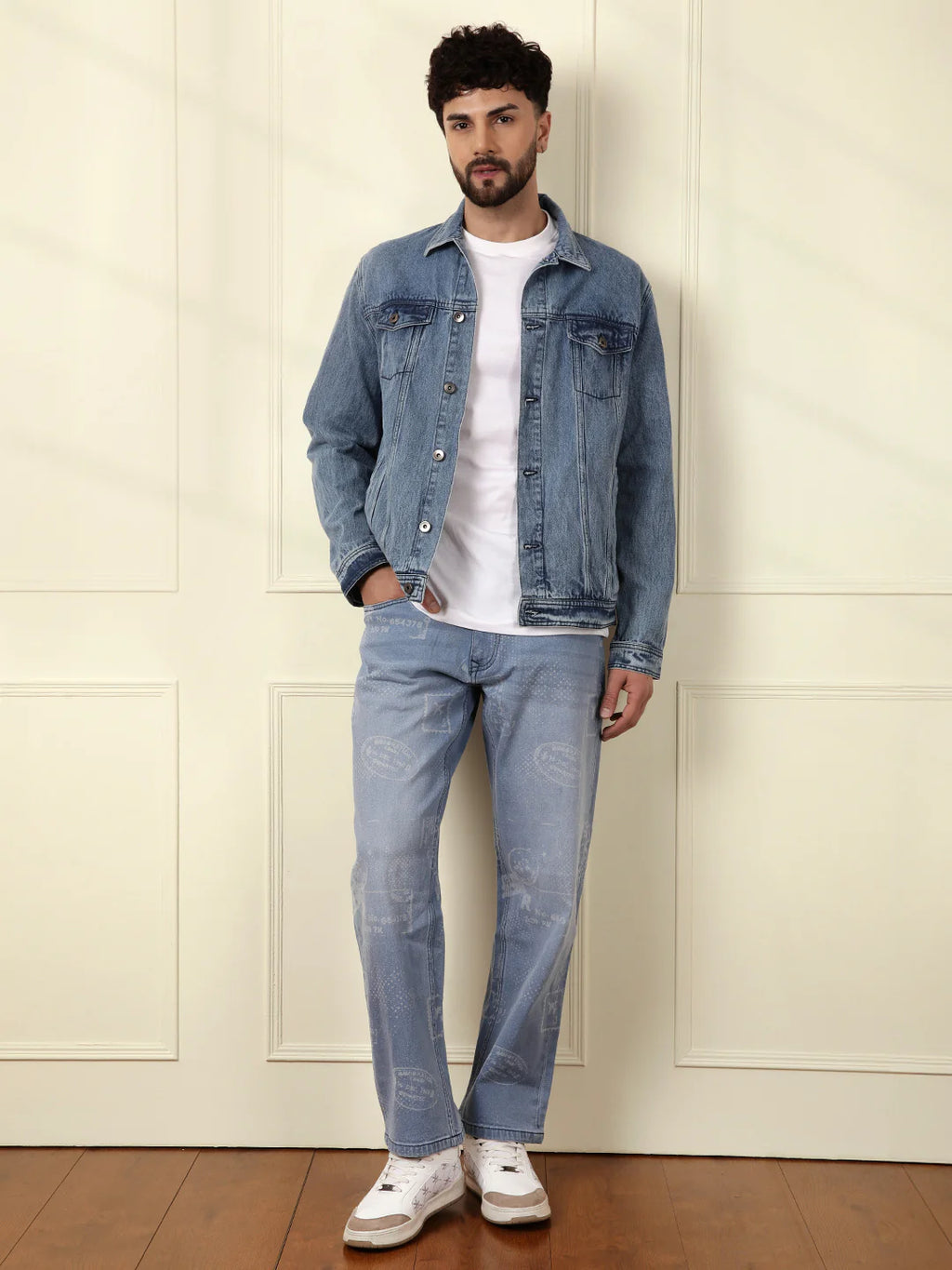 Printed Blue Casual Jeans
