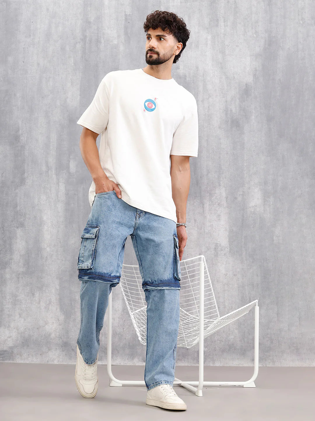 Superstone Wash Convertible Cargo Jeans I Lt Blue